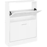 vidaXL Schoenenkast 59x17x81 cm bewerkt hout hoogglans wit
