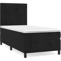 vidaXL Boxspring met matras fluweel zwart 90x190 cm