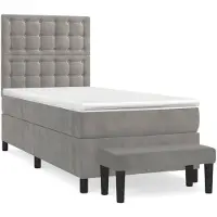 vidaXL Boxspring met matras fluweel lichtgrijs 100x200 cm
