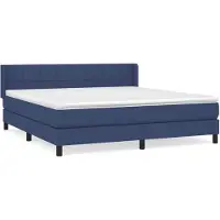 vidaXL Boxspring met matras stof blauw 160x200 cm