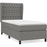 vidaXL Boxspring met matras stof donkergrijs 90x200 cm