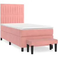 vidaXL Boxspring met matras fluweel roze 90x190 cm