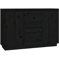 vidaXL Dressoir 111x34x75 cm massief grenenhout zwart