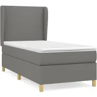 vidaXL Boxspring met matras stof donkergrijs 90x200 cm