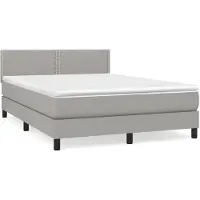 vidaXL Boxspring met matras stof lichtgrijs 140x200 cm