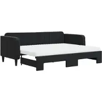vidaXL Slaapbank onderschuifbed en matrassen 90x200 cm fluweel zwart