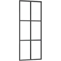 vidaXL Schuifdeur 76x205 cm ESG-glas en aluminium zwart
