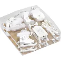 Othmar decorations kersthangers winter 12x- wit -hout - 8 cm - Kersthangers