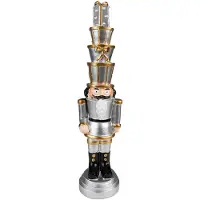 Clayre & Eef Kerstdecoratie Notenkraker 33 cm Zilverkleurig Polyresin Zilverkleurig