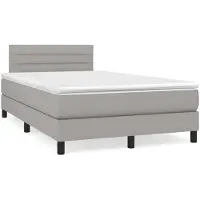 vidaXL Boxspring met matras stof lichtgrijs 120x200 cm
