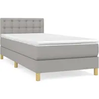 vidaXL Boxspring met matras stof lichtgrijs 100x200 cm