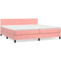 vidaXL Boxspring met matras fluweel roze 200x200 cm