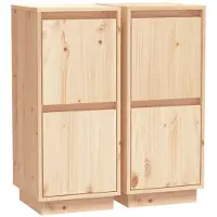 vidaXL Dressoirs 2 st 31,5x34x75 cm massief grenenhout