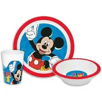 Kids Licensing Mickey Mouse - kinder ontbijt set - 3-delig - rood/blauw - kunststof - Serviessets