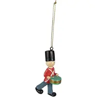 Clayre & Eef Kersthanger Soldaat 8 cm Rood Polyresin Kerstboomversiering Rood Kerstboomversiering