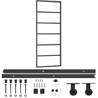 vidaXL Schuifdeur met beslag 76x205 cm aluminium en ESG-glas