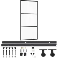 vidaXL Schuifdeur met beslag 90x205 cm aluminium en ESG-glas