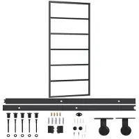 vidaXL Schuifdeur met beslag 90x205 cm aluminium en ESG-glas