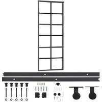 vidaXL Schuifdeur met beslag 76x205 cm aluminium en ESG-glas