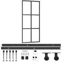 vidaXL Schuifdeur met beslag 90x205 cm aluminium en ESG-glas