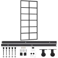 vidaXL Schuifdeur met beslag 90x205 cm aluminium en ESG-glas