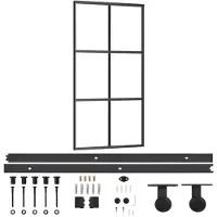 vidaXL Schuifdeur met beslag 102x205 cm aluminium en ESG-glas