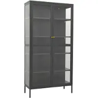 vidaXL Vitrinekast 90x40x180 cm staal en gehard glas antracietkleurig