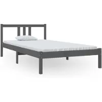 vidaXL Bedframe massief hout grijs 100x200 cm