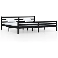 vidaXL Bedframe massief hout zwart 200x200 cm