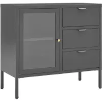 vidaXL Dressoir 75x35x70 cm staal en gehard glas antracietkleurig