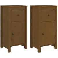 vidaXL Dressoirs 2 st 40x35x80 cm massief grenenhout honingbruin