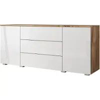 Meubella Dressoir eiken Wit - 150cm - Opbergkast - Kast - Modern