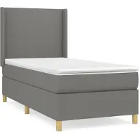 vidaXL Boxspring met matras stof donkergrijs 90x190 cm