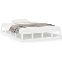 vidaXL Massief houten bed, wit, 160x200 cm