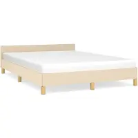vidaXL Bedframe zonder matras stof crèmekleurig 140x200 cm