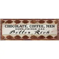 Clayre & Eef Tekstbord 36x13 cm Bruin Zwart Ijzer Rechthoek Chocolate, coffie, men Wandbord Bruin Wandbord