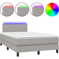 vidaXL Boxspring met matras en LED stof lichtgrijs 120x200 cm