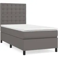 vidaXL Boxspring met matras kunstleer grijs 90x200 cm