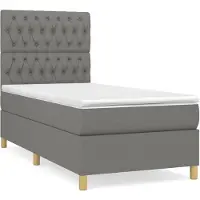 vidaXL Boxspring met matras stof donkergrijs 100x200 cm