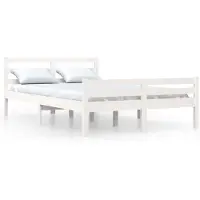 vidaXL Bedframe massief hout wit 150x200 cm