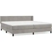 vidaXL Boxspring met matras fluweel lichtgrijs 200x200 cm