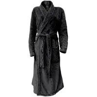 Linnick Flanel Fleece Badjas Uni - black - L