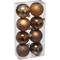 Atmosphera kerstballen - 8x stuks - brons - kunststof - 7 cm - Kerstbal