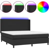 vidaXL Boxspring met matras en LED kunstleer zwart 160x200 cm