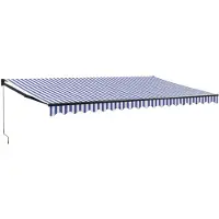vidaXL Luifel uittrekbaar 5x3 m stof en aluminium blauw en wit