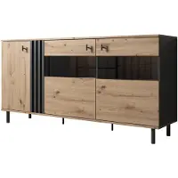 Meubella Dressoir Antraciet Eiken hotel chic - Ladekast industrieel