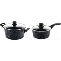 WESTINGHOUSE Pannenset Black Marble (Braadpan ø 24 cm + Steelpan ø 18 cm) - Inductie en alle andere warmtebronnen