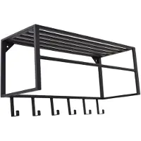 Loft42 Kapstok Ary - Zwart – Metaal – 6 haken en Roede - 80x40x30