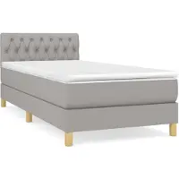 vidaXL Boxspring met matras stof lichtgrijs 80x200 cm