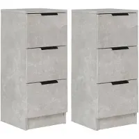 vidaXL Dressoirs 2 st 30x30x70 cm bewerkt hout betongrijs